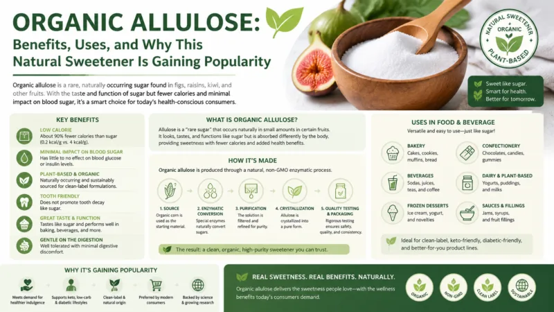 Allulosio Biologico: Benefici, Usi E Perché Questo Dolcificante Naturale Sta Guadagnando Popolarità Organic Allulose Benefits, Uses, And Why This Natural Sweetener Is Gaining Popularity