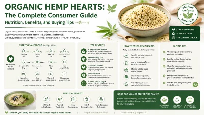 Cuori Di Canapa Biologici: La Guida Completa Per Il Consumatore — Nutrizione, Benefici E Consigli Per L'Acquisto Organic Hemp Hearts The Complete Consumer Guide -- Nutrition, Benefits, And Buying Tips