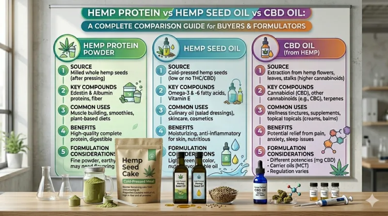 Confronto Completo: Proteine Di Canapa Vs Olio Di Semi Di Canapa Vs Olio Di Cbd Hemp Protein Vs Hemp Seed Oil Vs Cbd Oil A Complete Comparison Guide For Buyers &Amp; Formulators